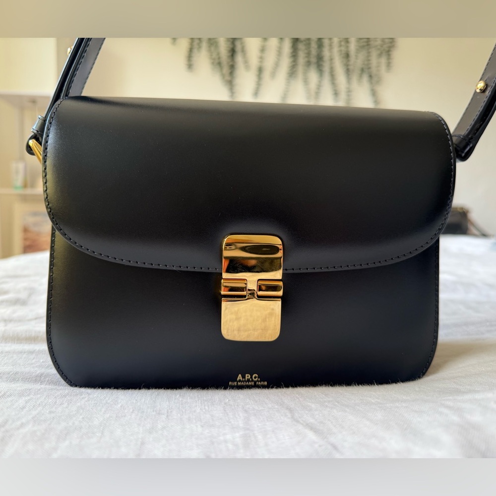 A.P.C. Small Grace Black Leather Crossbody Bag